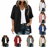 Jamicy Jacket Damen Herbst Übergangsjacke Dünne Loose Freizeitjacke Oversize Langarm Strickjacke Bequeme Freizeit Herbstjacke Einfarbige Lässige Sweatjacke Einfarbige Weich 01 Schwarz XL