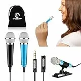 Wootrip [2 Stück] Mini-Karaoke-Mikrofon, Mini-Sprachaufnahme-Mikrofon, tragbares Karaoke-Mikrofon für Gesang, Aufnahme, Sprachaufnahme (schwarz/blau)
