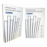 Plastikstrohhalme 100 Wiederverwendbare Strohhalme mit Bürste, Harte Party-Trinkhalme, 21mm x 6mm für Geburtstag,Hochzeit,Smoothies,Saft,Cocktail