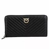 Pinko Damen Ryder Zip Around Sheep Nappa C Reisezubehör-Brieftasche, Z99q_schwarz-Antique Gold