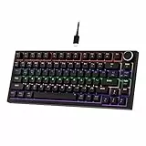 Newmen GM326 Mechanische Tastatur mit Kabel,Gaming Tastatur 75 Prozent,TKL Hot Swap LED Beleuchtung USB C Mini Mechanische Tastaturen mit Knopf,für PC/Win/Mac,QWERTY Layout,Schwarz,Rote Schalter