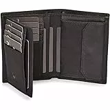 DONBOLSO Geldbörse Wien - Großes Portemonnaie aus Leder für Herren - Geldbeutel und RFID Schutz - Vintage Schwarz