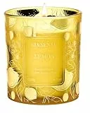 M&SENSE Zitronen Duftkerze im Glas,230g ungiftige Sojakerze, 42 Stunden lange Brenndauer, Zitrusfrüchte, für Sommer, Küche, Büro, Stressabbau, Heimduft