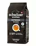 Schwiizer Schüümli Espresso, 100% Arabica Kaffeebohnen, kräftig-intensiv, ideal für Vollautomaten, Stärke 4/5, mittlere Röstung, Rainforest Alliance, 1kg