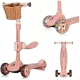 LIONELO Franky 2-in-1 Kinder-Balance-Roller ab 3 Jahre bis 50 kg Laufrad ab 1 Jahr bis 20 kg Höhenverstellbar, LED-Räder, rutschfestes Trittbrett, Korb