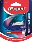 Maped - Nightfall Heftgerät - Befestigung bis zu 15 Blatt - Heftklammern 24/6 und 26/6 - Metallmechanik - Blister mit 400 Heftklammern