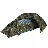 Mil-Tec Einmannzelt Recom (150x250cm) • Tunnelzelt für 1 Person • Ultraleicht, kompakt, Wind- & sturmsicher • Zelt für Trekking, Camping, Outdoor, Wandern • 1-Personen-Zelt • Farbe: Flecktarn