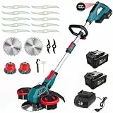 Akku Rasentrimmer für Makita Akkus, 3-in-1 kantenschneider & Rasentrimmer mit Unkrautbürste, Rasenkantenschneider, Freischneider Akku, Motorsense Akku - Inkl. 2 X 21V 4.0Ah Batterie & Ladegerät