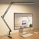 SKYLEO Schreibtischlampe LED – 80cm Schreibtisch Lampe – 5 Farbmodi x 11 Helligkeitsstufen – Verstellbarer Schwenkarm – Timmer und Speicherfunktion – 12W Desk Lamp – Schwarz