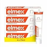 elmex Zahnpasta Kariesschutz 4x75ml – medizinische Zahnreinigung für hochwirksamen Kariesschutz – bietet zweifach aktives Kalzium-Fluorid Schutzschild für widerstandsfähige Zähne