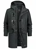Indicode Herren Liam Dufflecoat | Wintermantel Wollmantel Herrenmantel Mantel für Männer Black mix, L