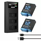 ENEGON Dreifach-Ladegerät Set – 2 Lithium-Ionen-Akkus für GoPro Hero 12/11/10/9 Black (Komplettpaket: 3-Kanal-Ladegerät + 2 Akkus)