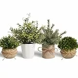 YVONNEYI 4 Stück Künstliche Pflanzen, Kunstpflanze Klein für Home Decoration, Künstliche Pflanzen wie echt für Wohnzimmer Schlafzimmer Badezimmer Küchen Zimmer Zuhause Innen Deko (007, 4 Stück)