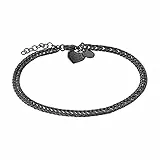 LIEBESKIND Fußkettchen Broken Heart Edelstahl IP Black