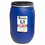plasteo® 220 Liter Weithalsfass mit Deckel und Spannring, Lebensmittelecht BPA-Frei, Futtertonne Kunststofffass Deckelfass Regentonne Regenfass Lagerfass Sauerkrautfas, Stapelbar Palettengerecht, Blau