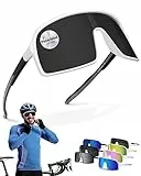 Two Horizons Sportbrille | Fahrradbrille | MTB Brille | XL Oversized HD Vision | Sportsonnenbrille polarisiert | UV400 Schutz, flexibel, ultraleicht | Sport Sonnenbrille Herren Damen | Schnelle Brille