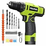 PULITUO Akkuschrauber, 12V Akku Bohrschrauber Set mit Akku und Ladegerät, 21+1 Drehmomentstufen, 3/8-Zoll Schnellspannfutter, integrierte LED, Mini Akkuschrauber für Heimwerken DIY (Grün)