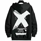 Moshtashio Hoodie Herren Basic Kapuzenpullover Langarm Sweatshirts Classic Männer Sweatjacke Druck Pullover Unisex Casual(Schwarz,L)
