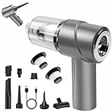TENGWUDZ Handstaubsauger Akku Kabellos 12000PA 4 in 1 Mini Autostaubsauger mit 2 Waschbar HEPA-Filter Für den Auto, Haus, Küche, Aufladbar Tragbar Leicht Akkustaubsauger Silber
