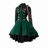 Gothic Kleidung Damen Elegant Rockabilly Kleid Swing A-Linie Partykleider Vintage Steampunk Kostüm Hohe Taille Cocktailkleid Festliches Halloween Petticoat Faltenrock Mittelalterkleid
