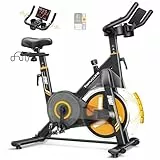 Toputure Neu Heimtrainer Fahrrad mit Elektr. LED-Touchscreen & App, Herzfrequenzmessung, 32 Elektr. Magnetwiderstand Hometrainer, Leiser Ergometer, Dopp. Flaschenhalter, Langhantelständer, Bis 150kg