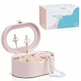 VLANDO Ellipse Schmuckkästchen für Mädchen mit Spieluhr, Trabares Schmuckkasten mit Ballerina & Spiegel, Spielzeug Geschenk 4 5 Jahre Mädchen, Schmuckschatulle mädchen