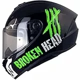 Broken Head Motoradhelm Adrenalin Therapy X4 - Sportlicher Integralhelm - Schwarz-Neon-Grün Glanz - Größe L (59-60 cm) - Limited Edition