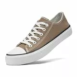 sharllen Canvas Sneakers Stoffschuhe Damen Atmungsaktive Low Top Turnschuhe Freizeit Leicht Stoff Schuhe Leinenschuhe Segeltuchschuhe(Brown 280)
