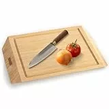 Namture Hackblock Sharp – Extra Dick 4 cm – Bambusholz Stirnholz Schneidebrett 45 x 30 cm – Premium Ölbehandlung – Saftrille, Antirutsch-Füße – in edler Geschenkbox
