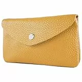 modamoda de P11 Damen Leder Geldbörse Portemonnaie Medium Handmade in Italy, Farbe:Senfgelb