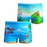 NautySaurs 2er-Pack Jungen Badehose 1-10 Jahre Kinder Bademode Kleinkind Kinder niedliche Dinosaurier Shorts, Dinosaurier, Beach und Music, 7-8 Jahre