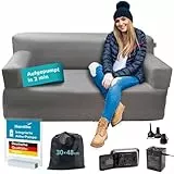 Skandika Doppel-Luftsofa Easy Air Premium | Aufblasbares Sofa Outdoor, mit Elektropumpe, für 2 Personen, Aufladbar mit USB-Ladekabel, Gästebett, bis 200 kg, Tragetasche | Luft Couch, Camping