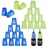 yeesport 24 Stück Sport-Stapelbecher, Sport gkeits-Trainingsspiel für Herausforderungswettkämpfe, Stapelbecher aus Kunststoff, klassisches Familienspiel für Kinder und Erwachsene, Blau+Grün