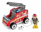 Hape Feuerwehr-Trupp Feuerwehrauto - Holz Feuerwehr Spielzeug und Einsatzfahrzeug für Kinder, kreatives Rollenspiel, Motorik und Fantasie fördern, geeignet ab 3 Jahren