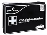 Walser KFZ-Verbandkasten, Auto-Verbandstasche, Erste Hilfe Koffer, Notfall-Set Auto, Erste Hilfe Tasche DIN 13164, First Aid Kit schwarz 44262