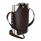 Relaxdays XXL Flachmann aus Edelstahl, hochwertige Taschenflasche zum Umhängen, 1,8l Fassungsvermögen, Partyspaß, Silber