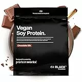 Protein Works | Veganes Soja Protein Pulver – BLACK Innovation, Soja Isolat Eiweißpulver, fettarm, ohne Zuckerzusatz, 100% pflanzliche Ernährung, Chocolate Silk, 33 Portionen, 1kg