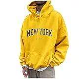 Vasreyy Sweatshirts Für Herren Langarm Pullover Mit Kapuze Kordelzug Kapuzenpullover Tasche Oversized Verkaufsstand(Yellow, 4XL)