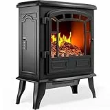 MONZANA® Elektrokamin mit LED Flammeneffekt Heizlüfter 2000W 2 Heizstufen Kamin Ofen Heizung Wohnzimmer 39x24x57cm Schwarz