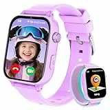 PTHTECHUS Smartwatch Kinder GPS und Telefon, 4G Uhr Kinder Smartwatch mit Videoanruf, Voice Chat, Schulmodus, WiFi, SOS Spiele, Wecker, Schrittzähler, Kinderuhr für Mädchen Jungen 4-12 Jahren, Violett
