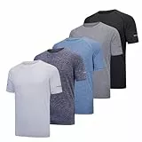 fovdtaa Herren-T-Shirt, kurzärmelig, Rundhalsausschnitt, für Fitnessstudio, Workout, Laufen, atmungsaktiv, Sport-Shirts, 5 Stück, L
