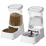 Gardner Pet Futter- und Wasserspender Satz (3.85L*2), Automatischer Futterautomat Katze mit Edelstahlschüssel, Gravitation Wasserspender Katzen Kein Strom Erforderlich, BPA Frei, Weiß