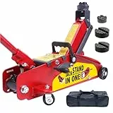 LEADSTAND Hydraulikheber 2,5T, Flacher Rangierwagenheber mit automatischer Verriegelung und Absturzsicherung, Unterfahrhöhe 140-385 mm, Hartstahl mit Gummiauflage für Pkw SUV