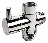 aquaSu® 3-Wege-Umsteller für Brausen | Umstell-Ventil zum Wechsel zwischen Handbrause und Kopfbrause | Anschlüsse in 1/2 Zoll | Metall | chrom | 72409 8