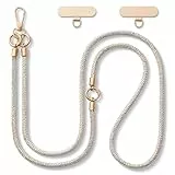 CHUQING Handykette Glitzer Handyband zum Umhängen Universal mit Strass Schlüsselband Lang Handy Umhängeband Phone Lanyard Band für Handyhülle Silber Mehrfarbig