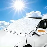 FINEVERNEK Frontscheibenabdeckung Winter Auto, Auto Scheibenabdeckung 5 Magnet Fixierung, Faltbare Auto Windschutzscheibe Abdeckung für Die Meisten Autos SUV,160 * 116cm