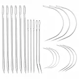 20 Stück Ledernadeln Sattlergarn C Nadel Gebogene Nähnadel Rund Leder Sattlernadel, leder nähen nadel, Polsternadeln Handstichwerkzeuge für Geldbörsen Teppich Leinwand Reparatur Rucksäcke Schuhe