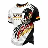 Deutschland T-Shirt Herren Retro Fußball Trikot mit Adler WM 2026 Fußballfans Tee Top Kurzarm Deutschland-Symbol T Shirt Deutsche Flagge (DE/NL/SE/PL, Alphanumerisch, XL, Regular, Regular, Color-A)