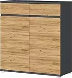 GERMANIA DIE MÖBELMACHER 3471-562 Schuhschrank, Anthrazit/Navarra Eiche, 96 x 103 x 40 cm