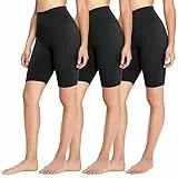 FOTOCITI 3er Pack Radlerhose Damen High Waist Kurze Sporthose Elastisch Shorts Sommer Leggings Hosen für Sport Yoga Gym(01#Schwarz*3, L-XL)